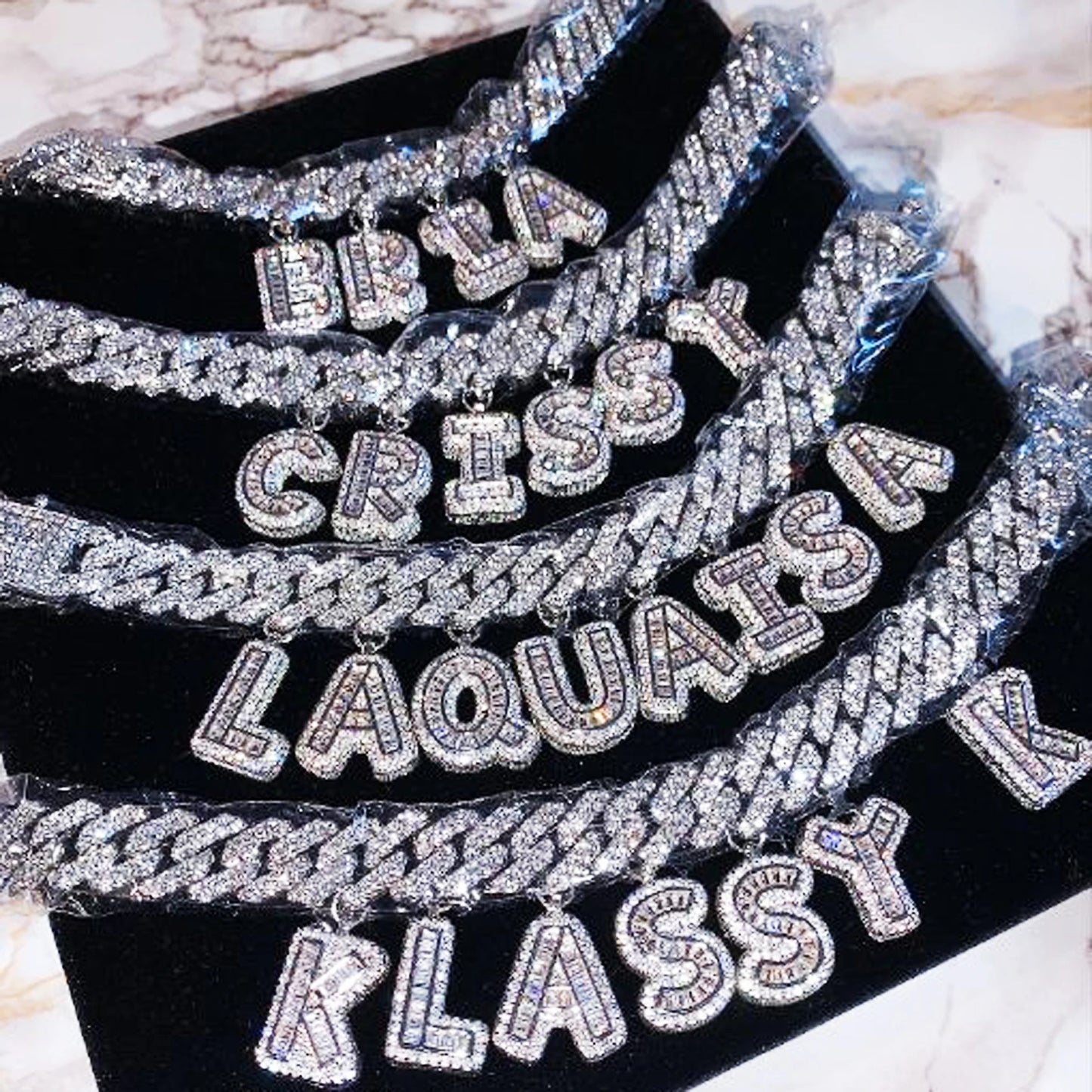 Iced Legacy | Custom Name Cuban Link Necklace – Personalized Icy Baguette Letter Choker, Hip Hop Bling Jewelry Gift