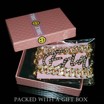 LuxeScript | Custom Name Cuban Link Bracelet | Personalized Rhinestone Jewelry