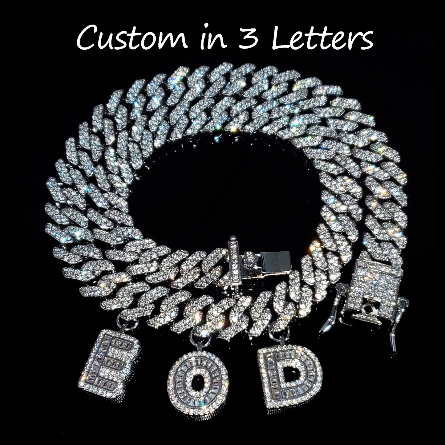 Iced Legacy | Custom Name Cuban Link Necklace – Personalized Icy Baguette Letter Choker, Hip Hop Bling Jewelry Gift