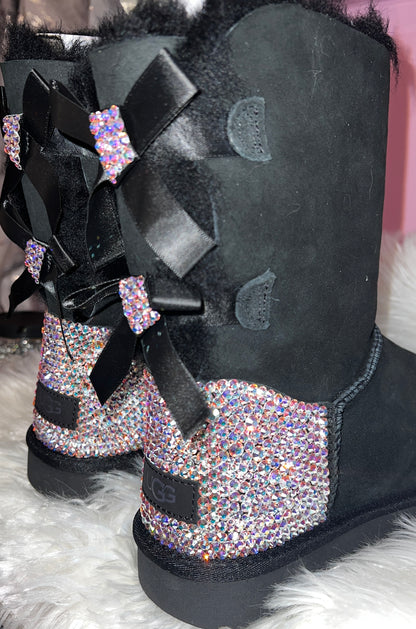 Swarovski Crystal Bling Custom UGG Bailey Bow Boots| Choose UGG Boot Version: Mini, Short, or Tall - Bling Addict