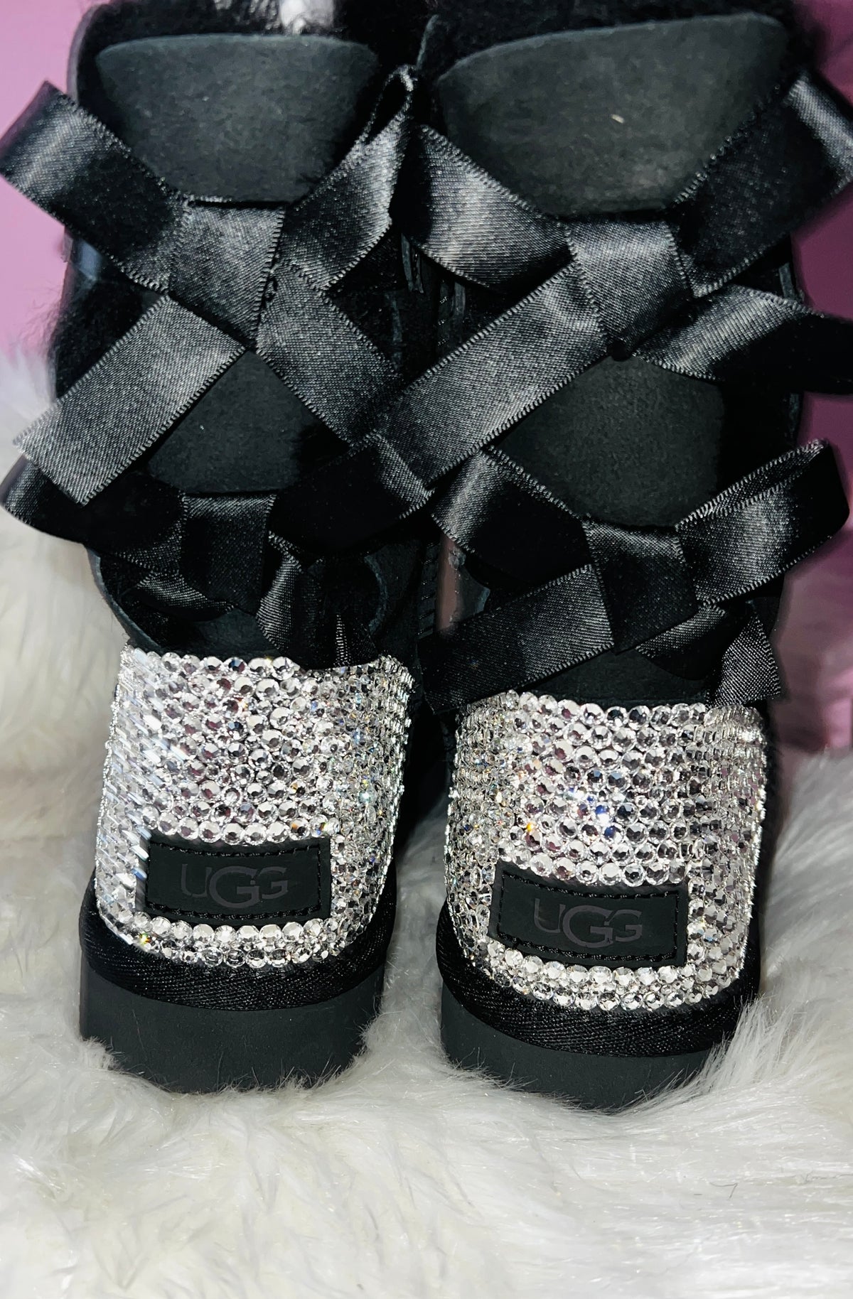 Swarovski Crystal Bling Custom UGG Bailey Bow Boots| Choose UGG Boot Version: Mini, Short, or Tall - Bling Addict