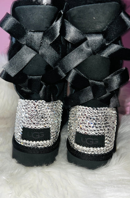 Swarovski Crystal Bling Custom UGG Bailey Bow Boots| Choose UGG Boot Version: Mini, Short, or Tall - Bling Addict