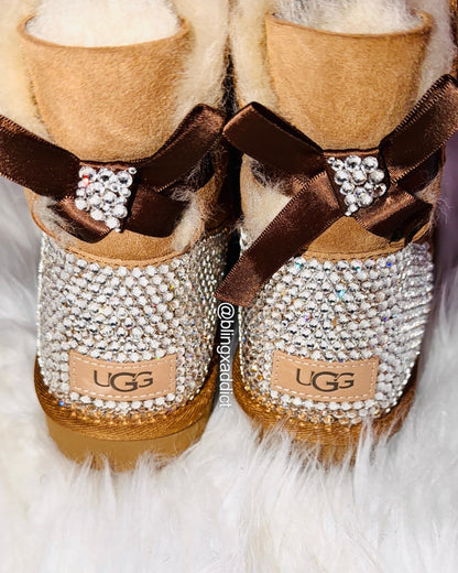Bedazzled Crystal Bling UGG Mini Boots – Custom Rhinestone Classic Mini & Bailey Bow UGG Boots