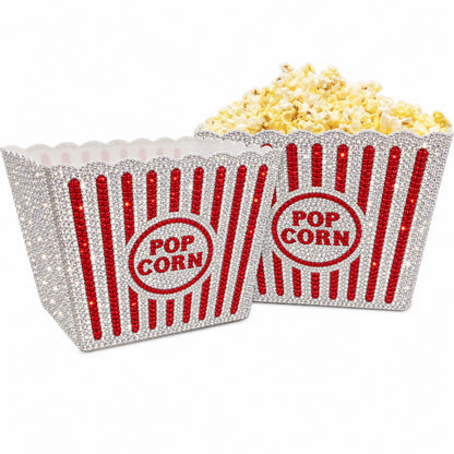 Bling Popcorn Bucket | Rhinestone Popcorn Container | Reusable Movie Night Snack Bowl | Bedazzled Movie Room Decor | Movie Lover Gift