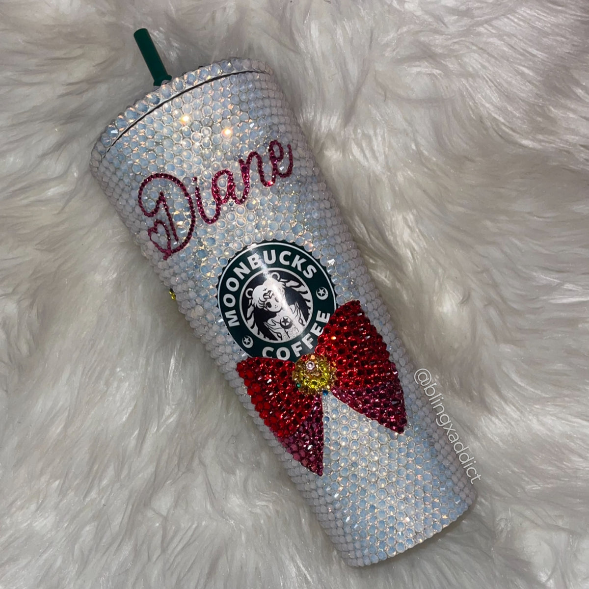 Chibi Sailor Moon Guardian Crystal Bling Tumbler| Sparkly Rhinestone Anime Cup | Handmade Kawaii Gift