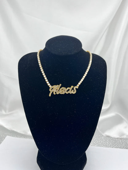 Signature Spark | Custom Dainty Tennis Name Necklace – Personalized Zircon Nameplate Necklace Gift for Her