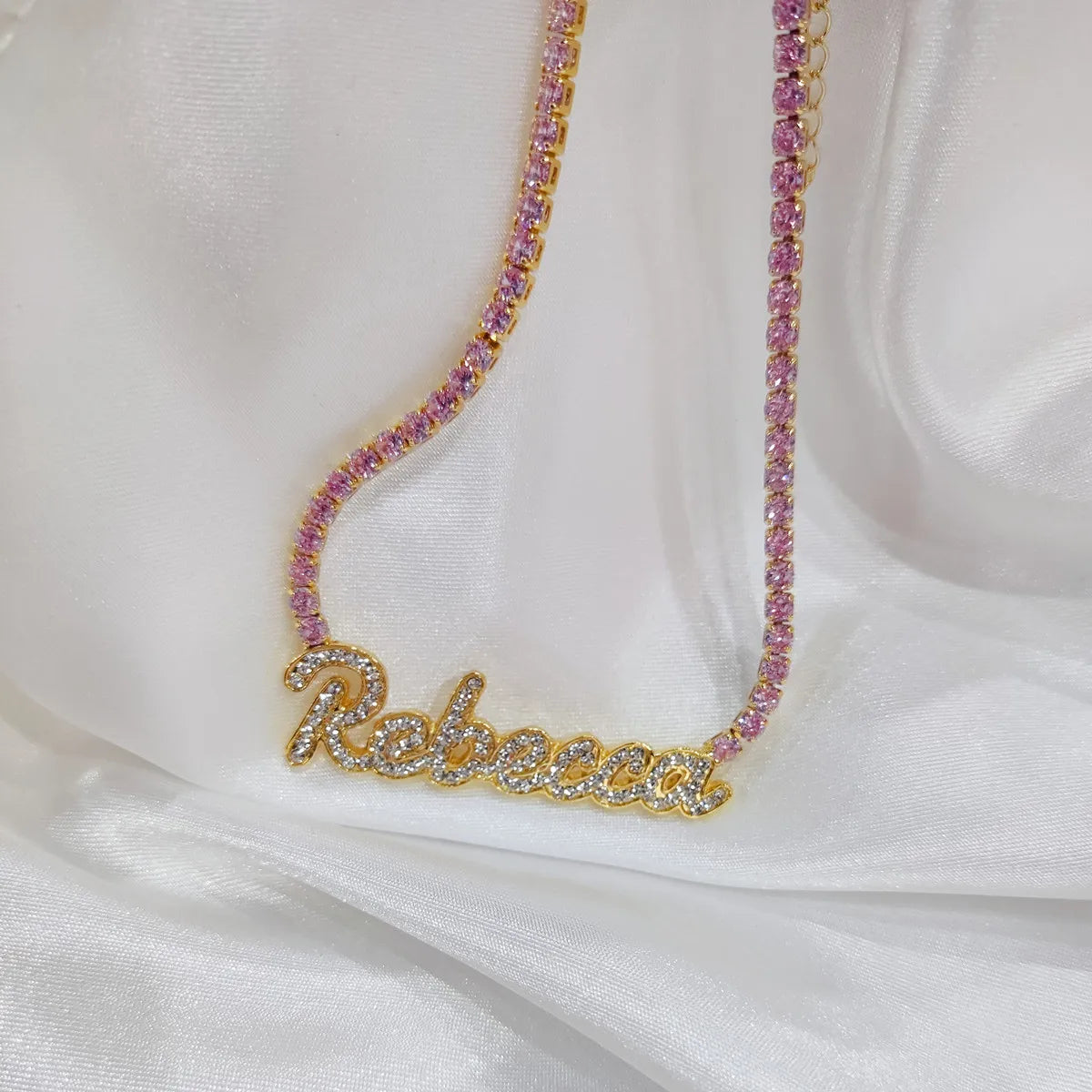 Signature Spark | Custom Dainty Tennis Name Necklace – Personalized Zircon Nameplate Necklace Gift for Her