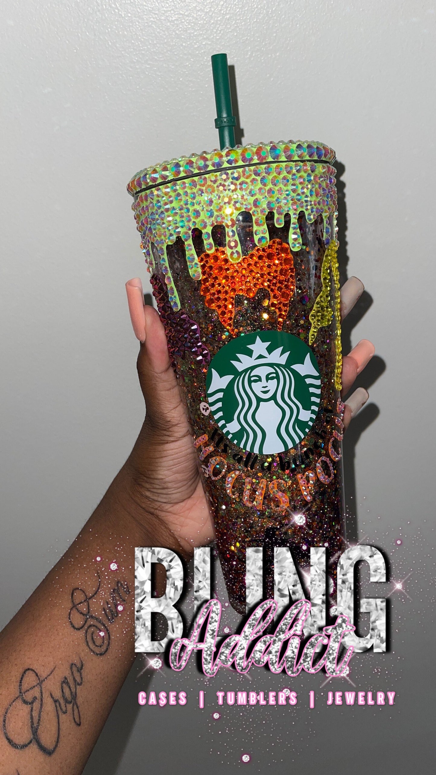 Hocus Pocus CRYSTAL Bling Snowglobe Glitter Tumbler