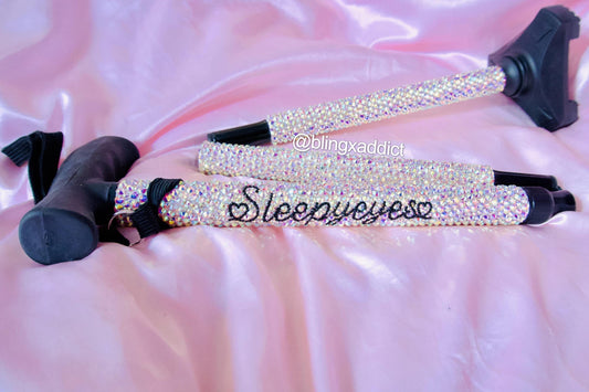 Bedazzled Foldable Pivot Walking Cane | Ergonomic Grip, Adjustable Height, 350 lbs Capacity, Up to 6”5 in Height