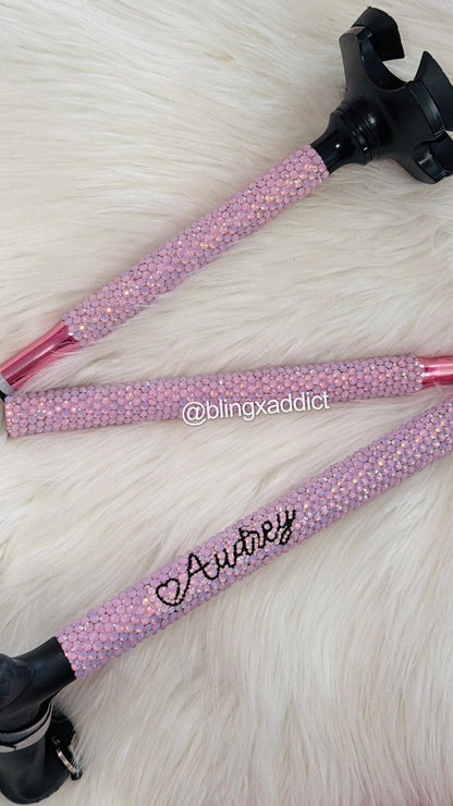 Bedazzled Foldable Pivot Walking Cane | Ergonomic Grip, Adjustable Height, 350 lbs Capacity, Up to 6”5 in Height