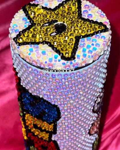 Super Mario World Crystal Bling Skinny Insulated Metal Rhinestone Tumbler Sippy Cup
