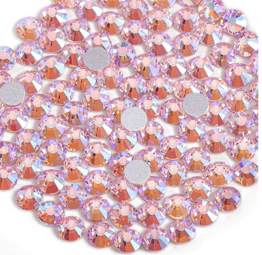 Light Pink AB Glass Rhinestones | SS6 SS8 SS10 SS12 SS16 SS20 SS30 SS34 SS40 SS50 | 1,440/288/144 PCS | Glass Flatback Non-Hotfix