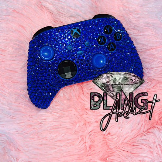 READY TO SHIP: Xbox X & One Bling Blue Wireless Controller