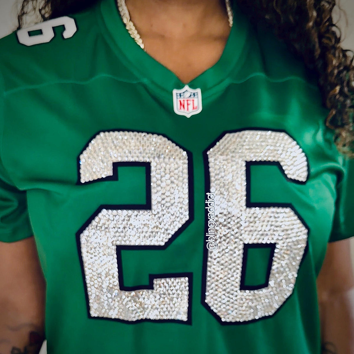 Custom Crystal Bling Sports Jersey | NFL, NBA, NHL & MLB | Swarovski or Glass Rhinestones - Bling Addict