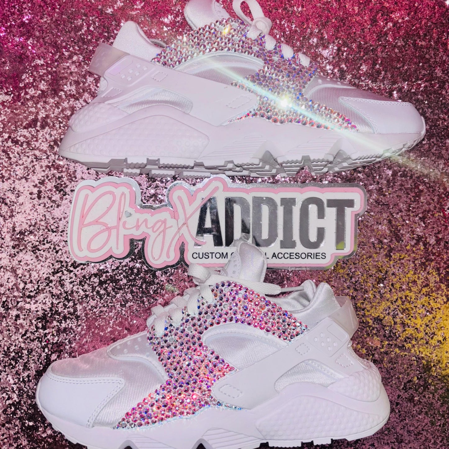 Bedazzled Swarovski Women’s Nike Air Huarache Crystal Bling Sneakers