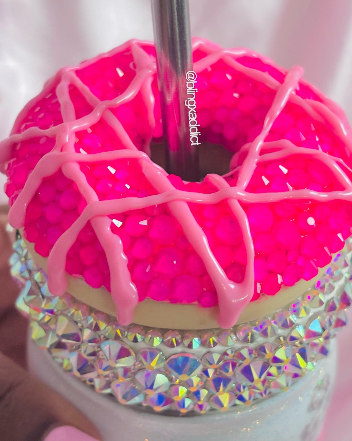 Sweet One Mason Jar Tumbler with Crystals | Bling Donut Cup | 16oz Insulated Metal Drinkware