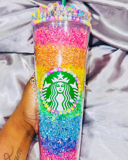 The ORIGINAL Pastel Rainbow Crush Crystal Starbucks Tumbler