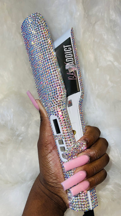 Bedazzled Crystal Flat Iron | Rhinestone Bling Hair Straightener | Custom 1” or 2” Styling Tool