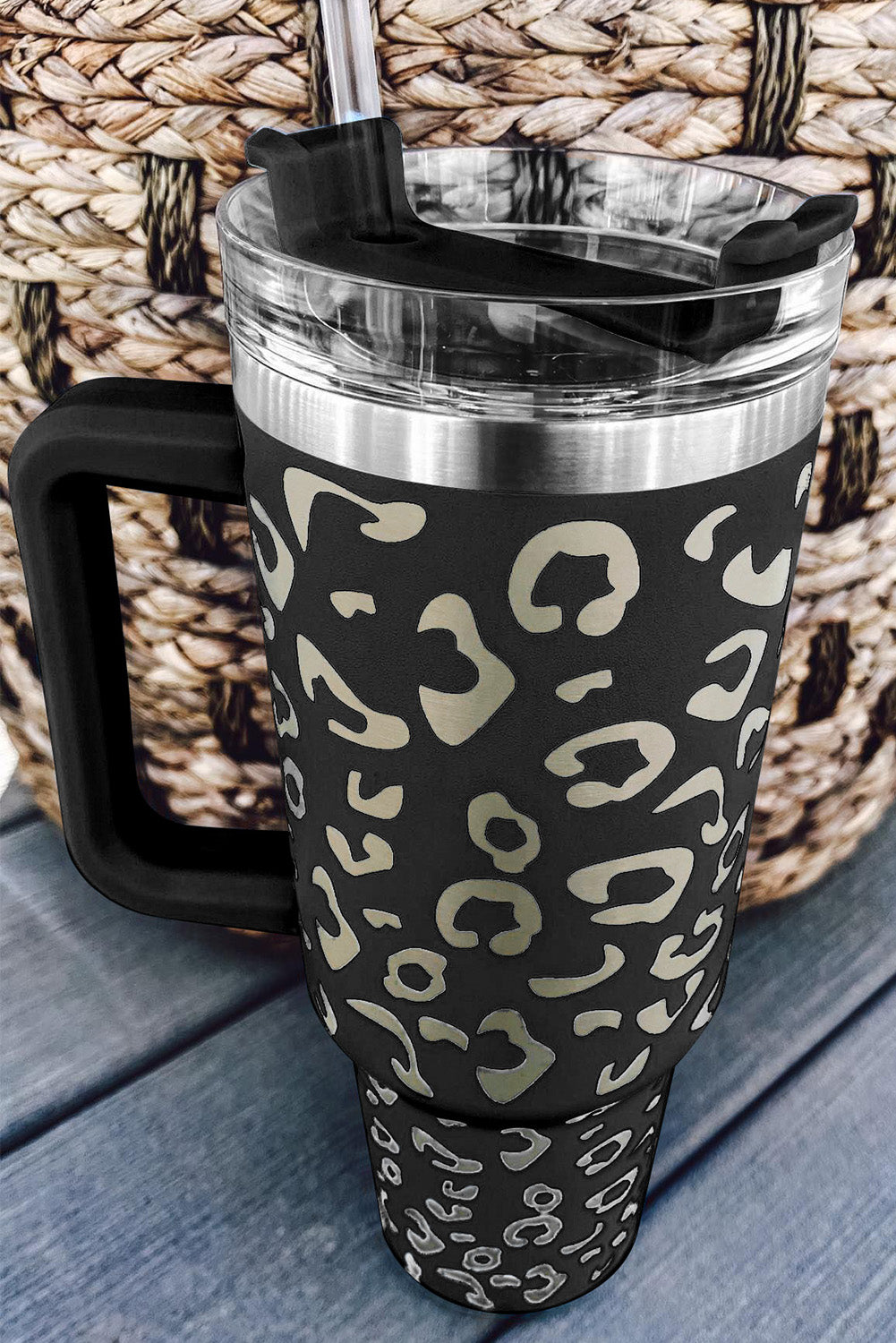 Black Leopard Spotted Stainless Double Insulated Cup 40oz Accessories by BlingxAddict | BlingxAddict