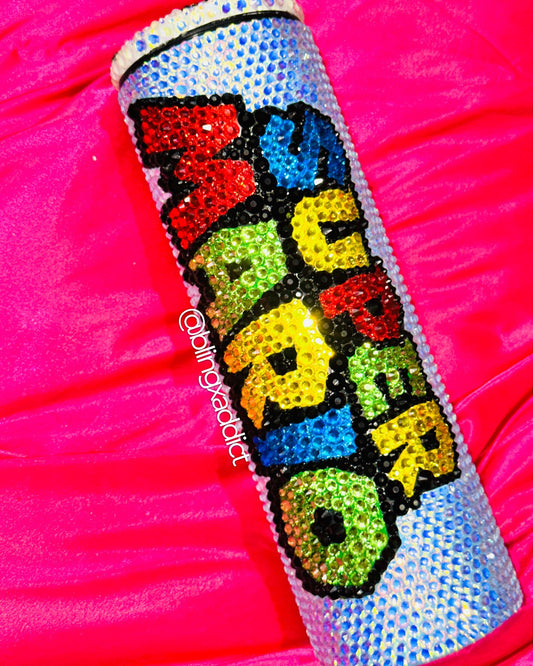 Super Mario World Crystal Bling Skinny Insulated Metal Rhinestone Tumbler Sippy Cup - Bling Addict