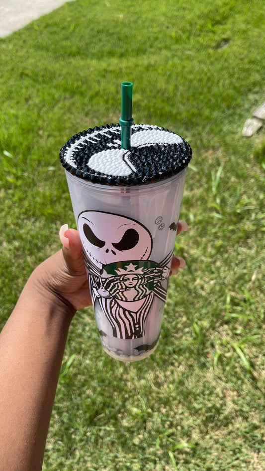 Halloween Snow Globe Starbucks Tumbler: Customized Glitter Cold Cup - Bling Addict