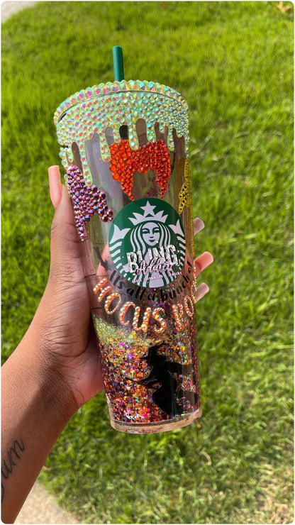 Hocus Pocus CRYSTAL Bling Snowglobe Glitter Tumbler