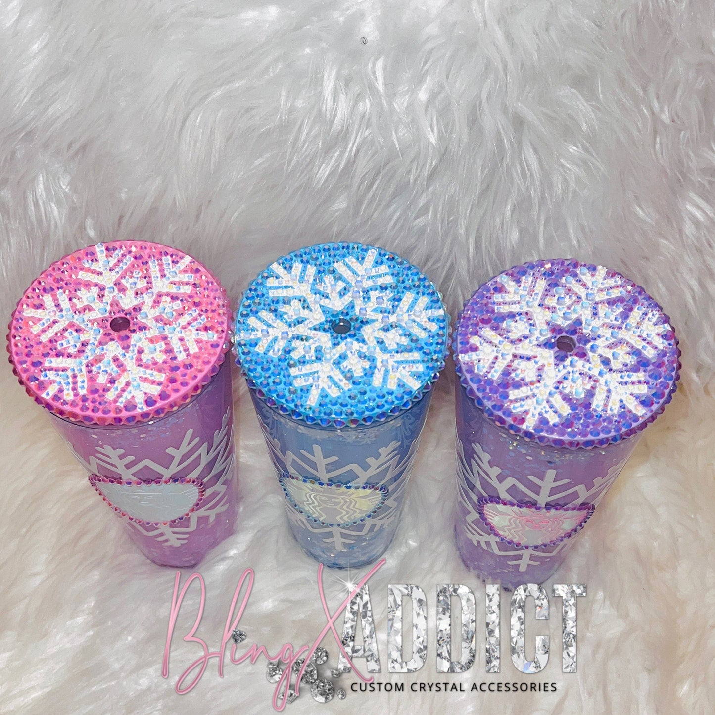 Let It Snow 24oz Starbucks Glitter Globe Bling Cup for Gifts, Birthdays, Christmas