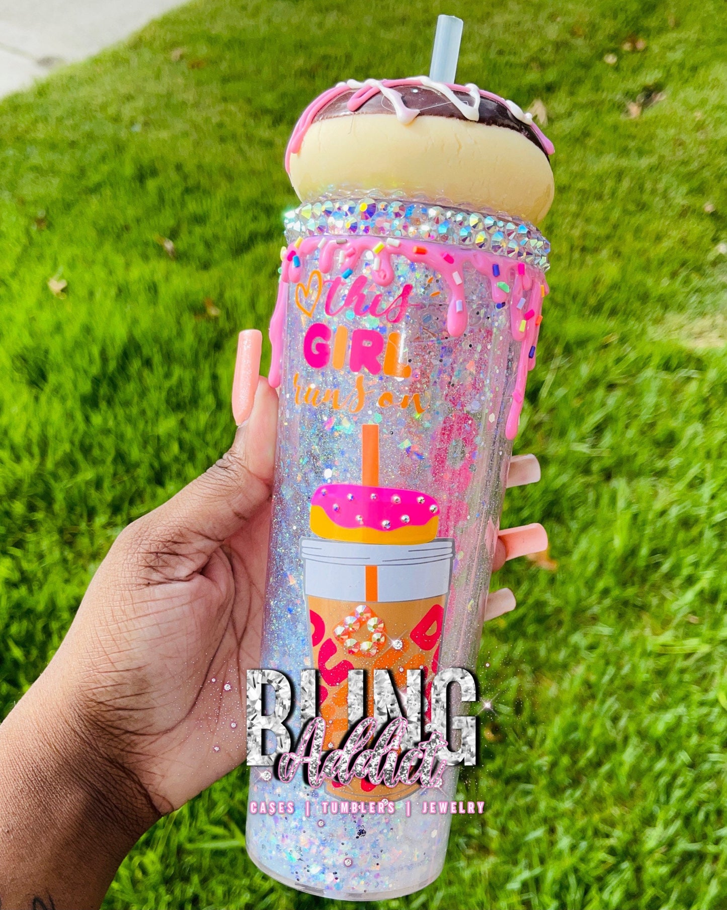 Donut Glitter Globe Tumbler: Sparkly Floating Glitter Cup