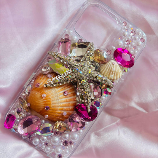 Ocean Bliss | Bling Starfish Phone Case with Seashells, Pearls & Rhinestones - Bling Addict
