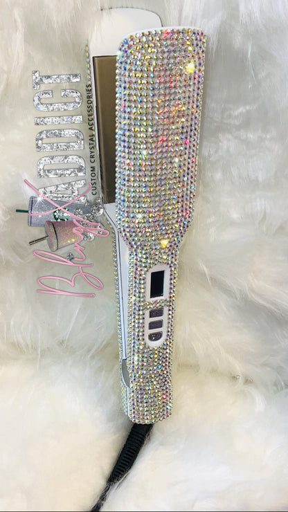 Bedazzled Crystal Flat Iron | Rhinestone Bling Hair Straightener | Custom 1” or 2” Styling Tool