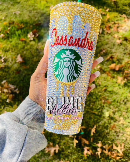 Winnie the Pooh Crystal Bling Tumbler Cup: Hunny Bear Starbucks Cup
