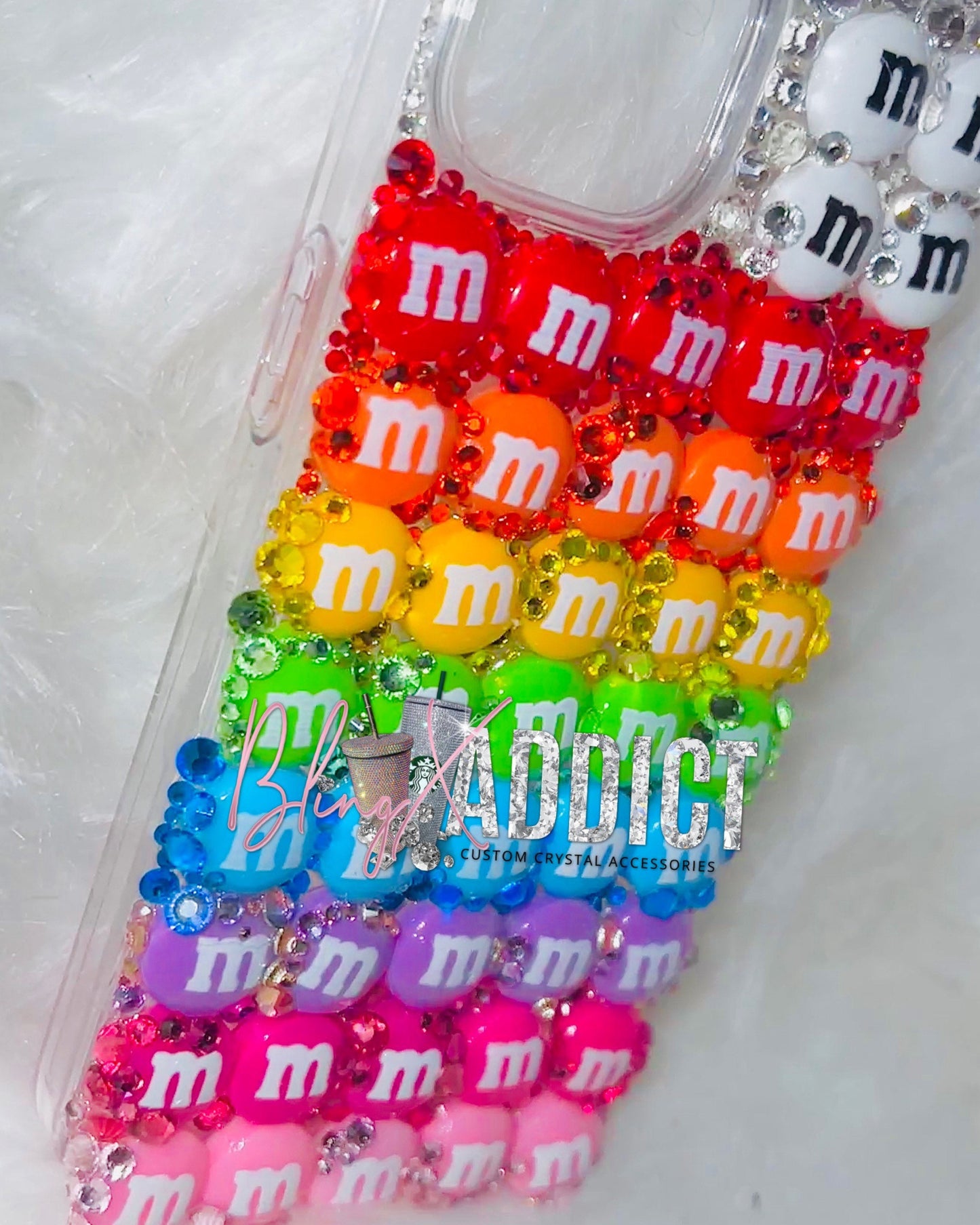 Rainbow M&M Crystal Candy Phone Case