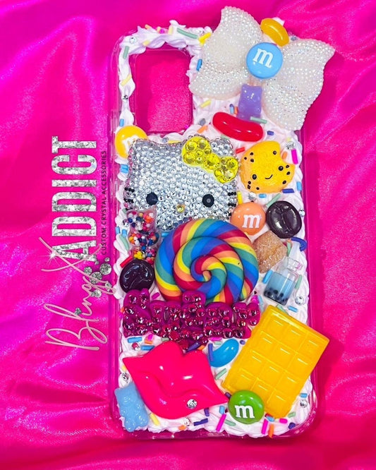 Sugar Crush | Kawaii Whipped Cream Bling Phone Case with Rhinestone Bow & Candy Charms - Bling Addict