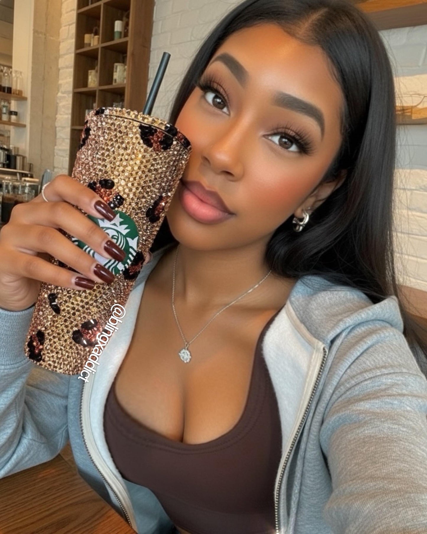 Crystal My Spots Custom Bedazzled Leopard Starbucks Tumbler: Rhinestone Bling Cup
