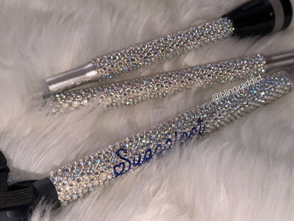 Crystal Bedazzled Foldable Walking Cane | Ergonomic Grip Handle | Supports Up to 350 lbs | Adjustable Height to 6’5” | Custom Name Option