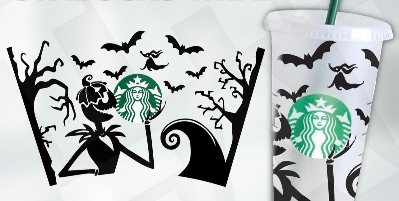 Halloween Snow Globe Starbucks Tumbler: Customized Glitter Cold Cup