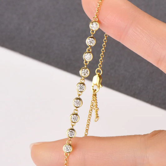 Timeless Spark | Inlaid Moissanite 925 Sterling Silver Bracelet - Bling Addict