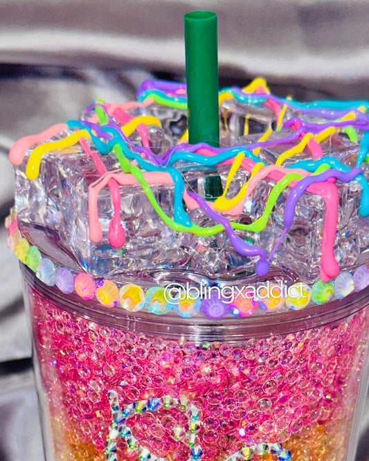 The ORIGINAL Pastel Rainbow Crush Crystal Starbucks Tumbler - Bling Addict