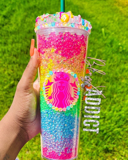 The ORIGINAL M&M Neon Rainbow Crystal Crush Starbucks Tumbler