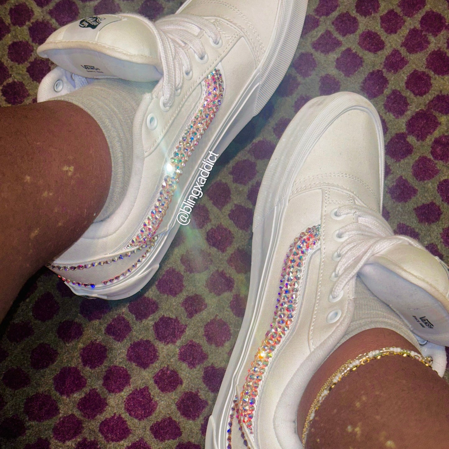 Custom  Bedazzled  KNU Skool Vans | Choose Glass or Swarovski Crystal