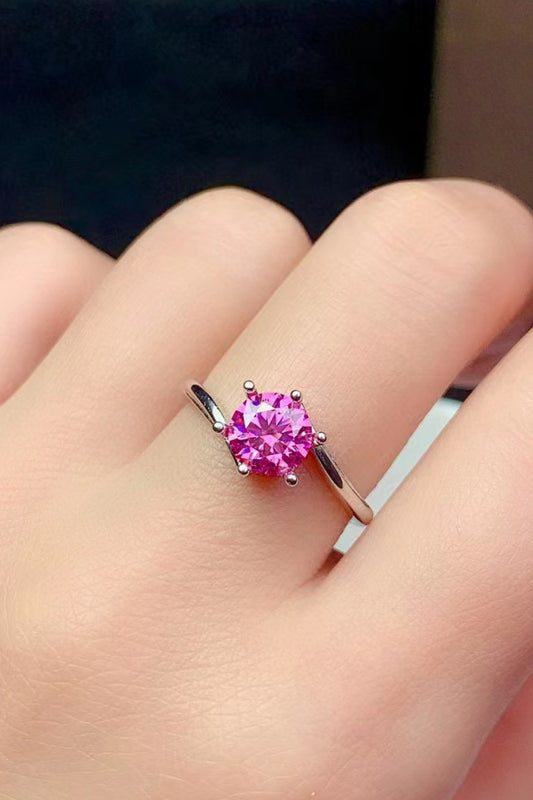 Can't Stop Your Shine | 1 Carat Pink Moissanite Ring in 925 Sterling Silver - Bling Addict
