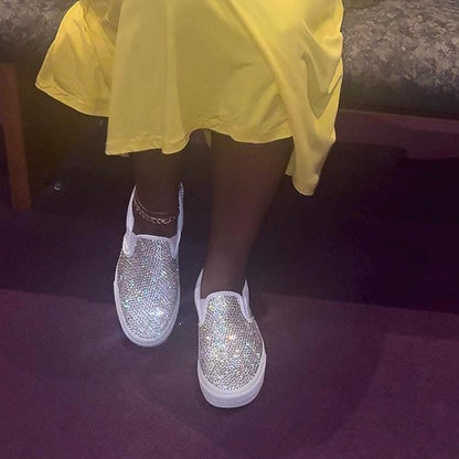Fully Crystalized Bling Vans | Women’s Slip-On Sneakers for Birthday, Bridal & Event Wear