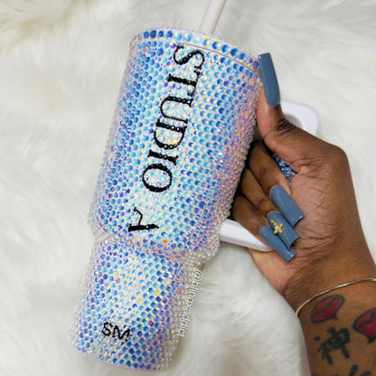 Custom Simply Modern Bling Tumbler – Personalized Rhinestone Cup | 20oz 24oz 28oz Skinny or 30oz 40oz Handle