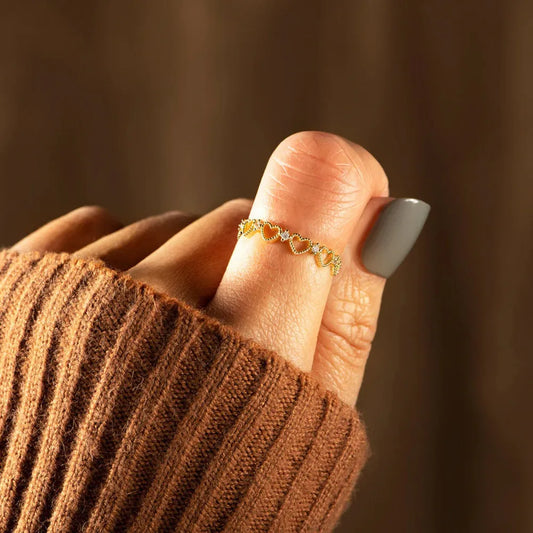 Golden Heart | Heart Shape 18K Gold-Plated Ring - Bling Addict