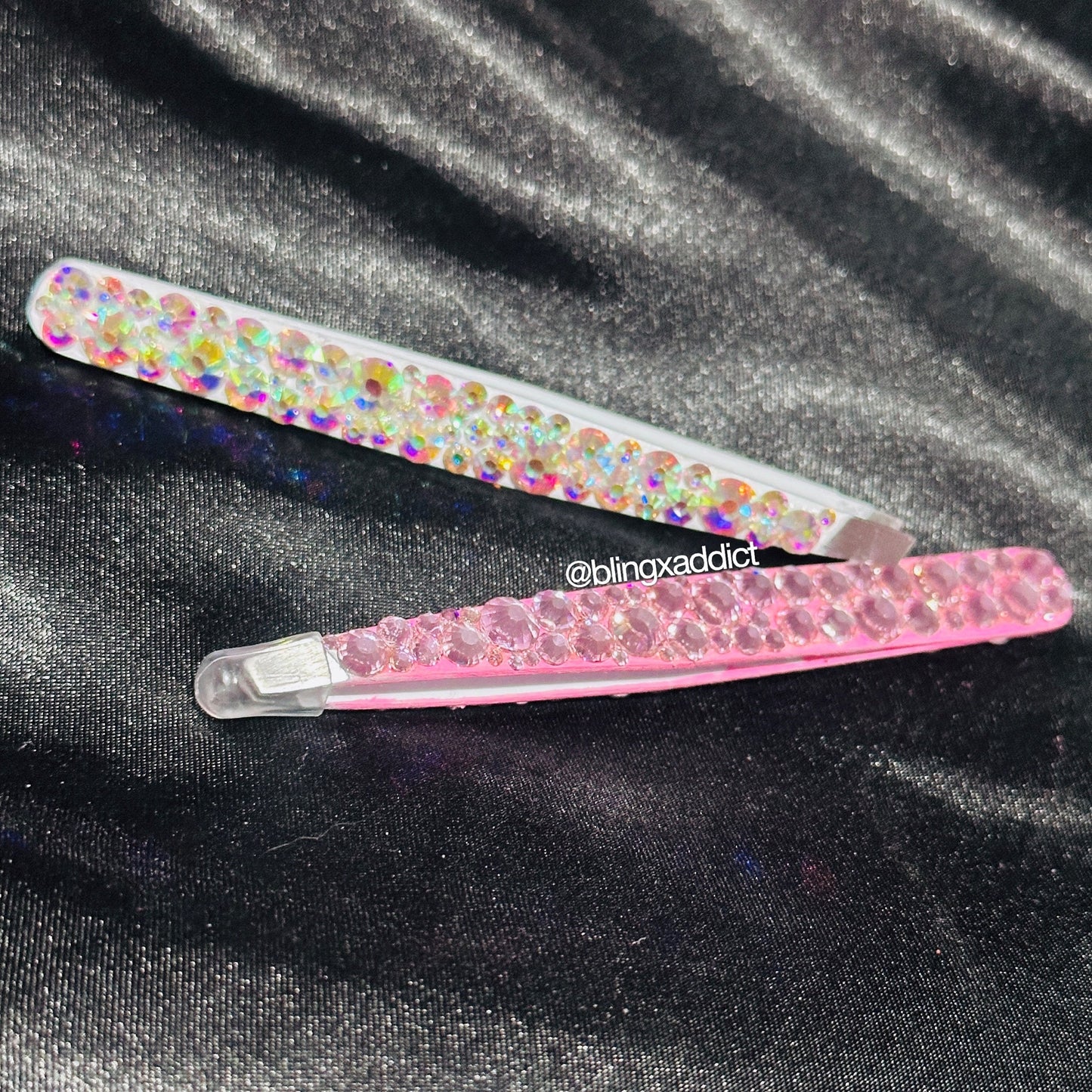 Crystalized Stainless Steel Slanted Tip Tweezers