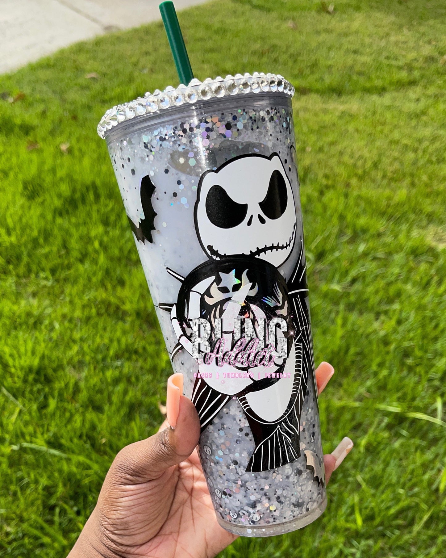 Halloween Snow Globe Starbucks Tumbler: Customized Glitter Cold Cup