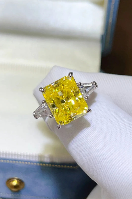 Royal Sunfire | 5 Carat Yellow Princess Cut Moissanite Ring in 925 Sterling Silver - Bling Addict