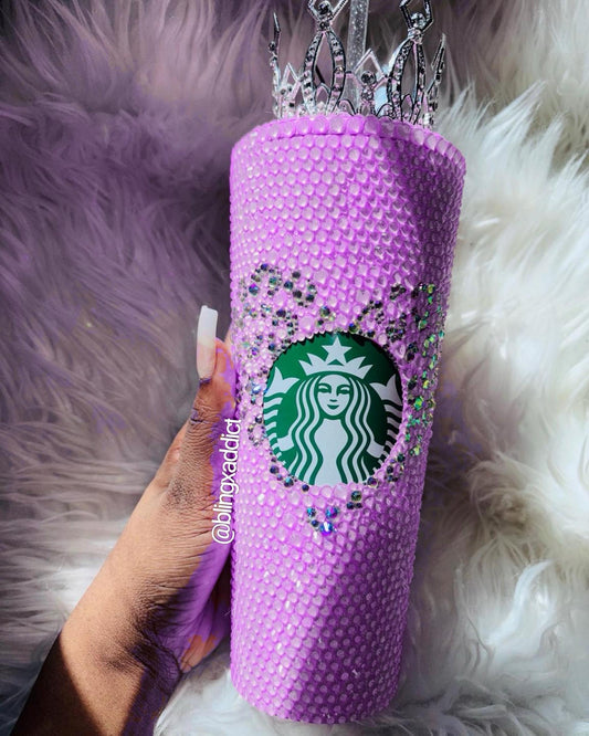 Bling "Boss Babe" Tumbler: Neon Pastel Rhinestone Cup with Crown - Bling Addict