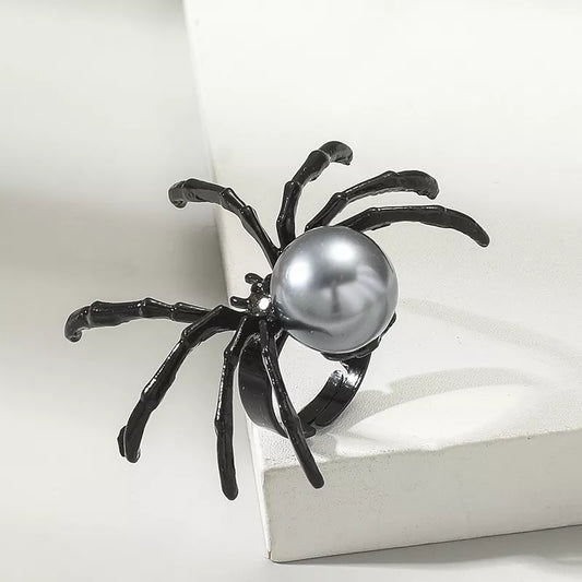 Midnight Widow | Halloween Spider Pearl Ring - Bling Addict