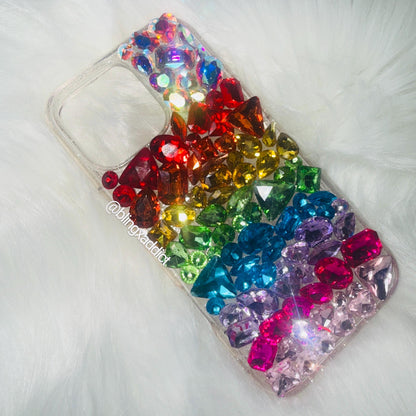 Radiant Rainbow | Custom 3D Gem Bling Case Color Pop Crystals | Rainbow 3D Gem Phone Case